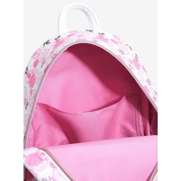 Loungefly Disney The Aristocats Marie Pink and White Roses AOP Mini Backpack